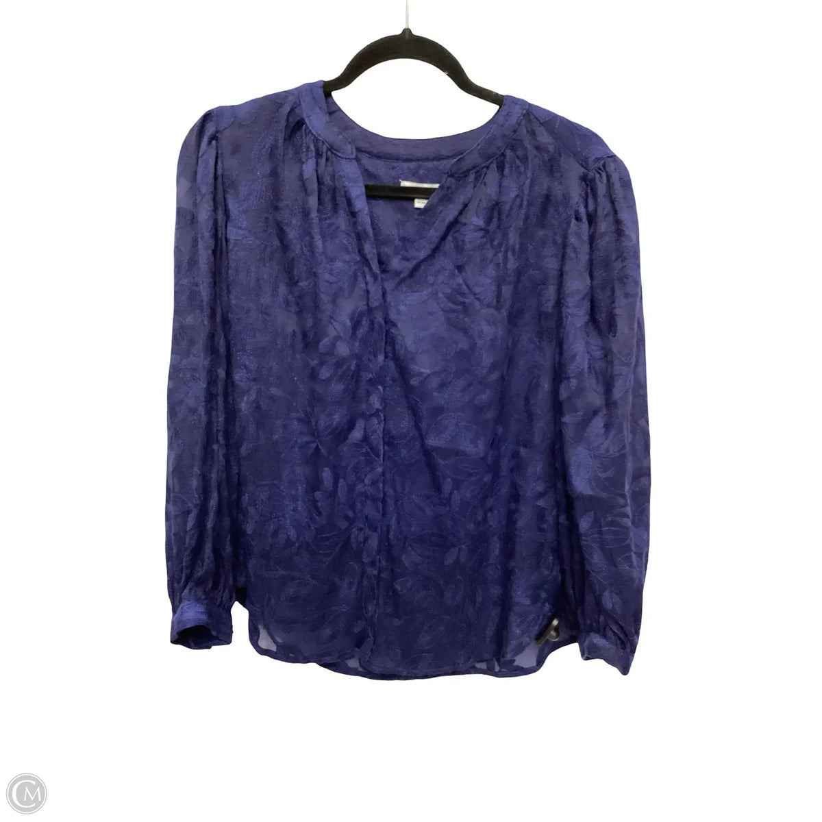 Blouse Long Sleeve By Chicos In Navy, Size: S