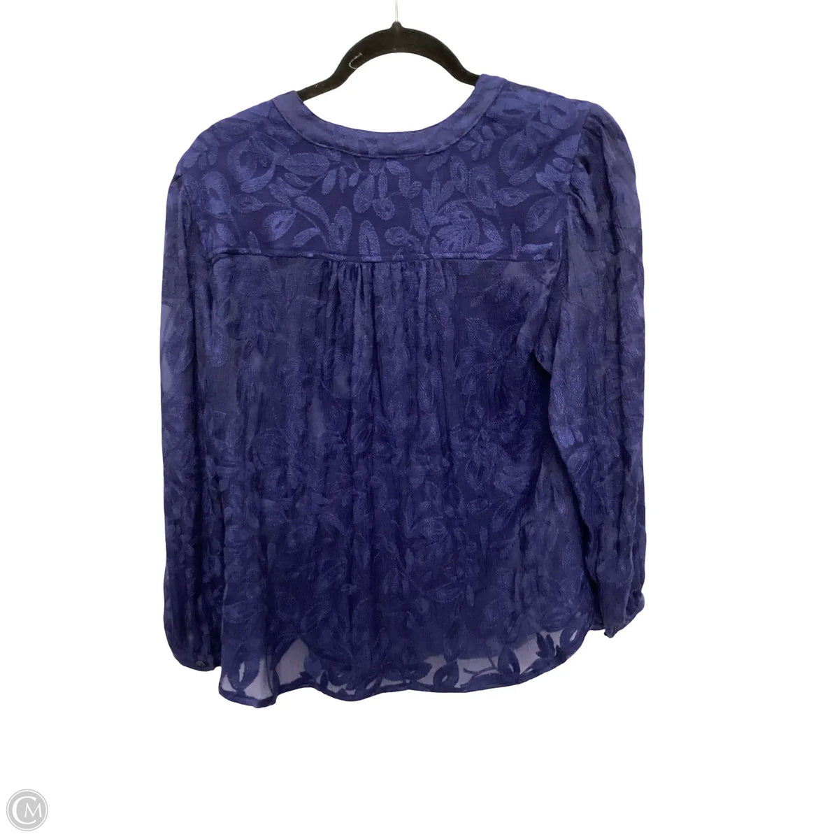 Blouse Long Sleeve By Chicos In Navy, Size: S