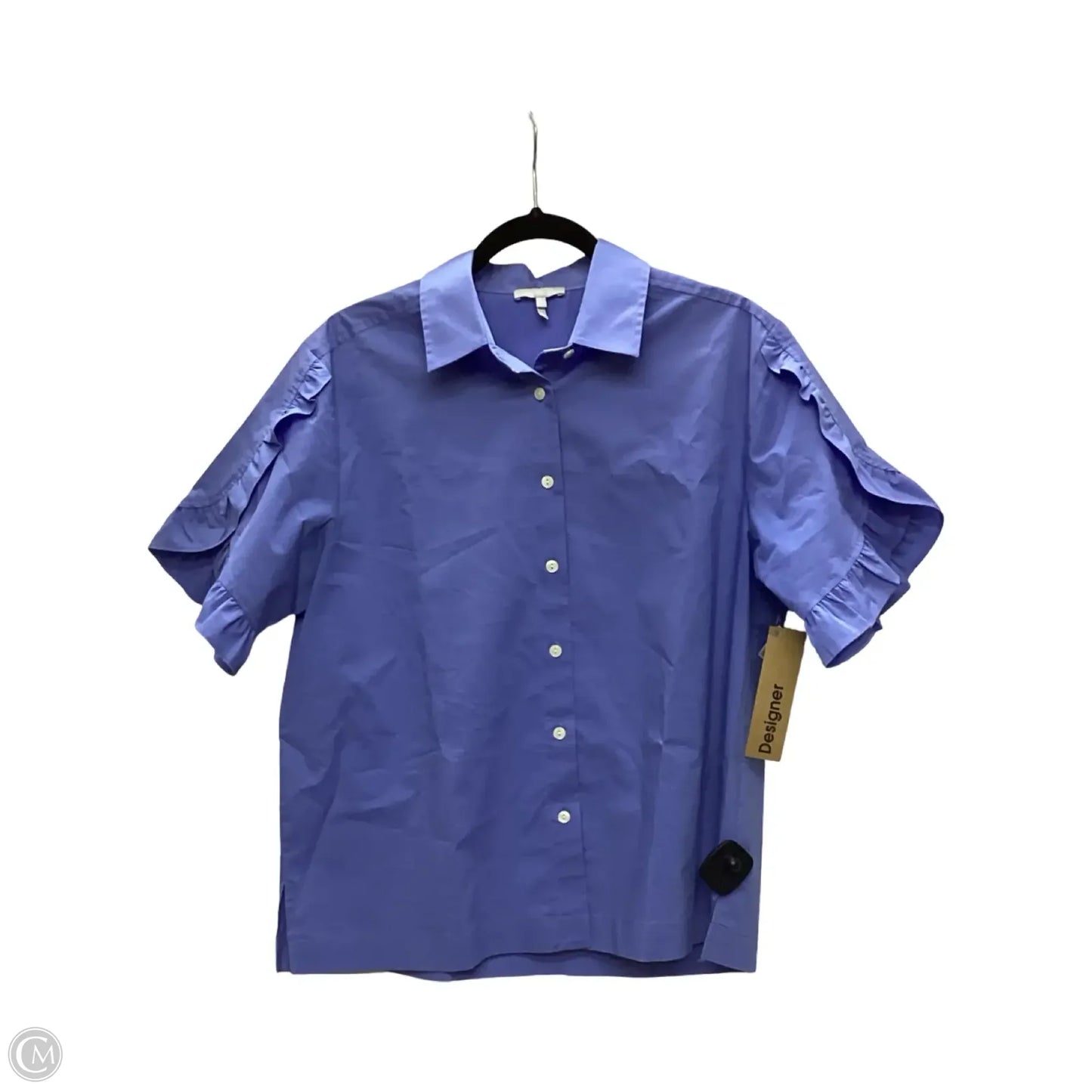 Designer Blouse Short Sleeve By Hinson Wu In Blue, Size: L