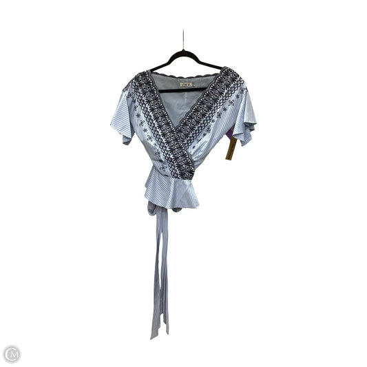 Designer Blouse Short Sleeve By Amur In Blue, Size: 4