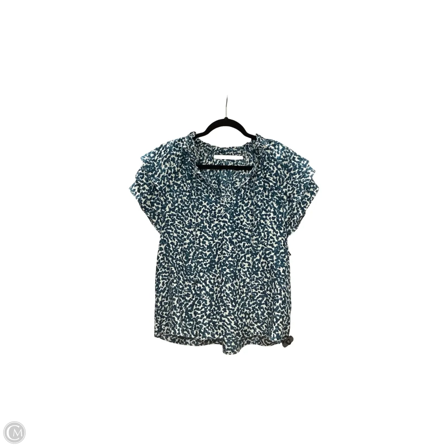 Designer Blouse Short Sleeve By Marie Oliver In Blue, Size: M