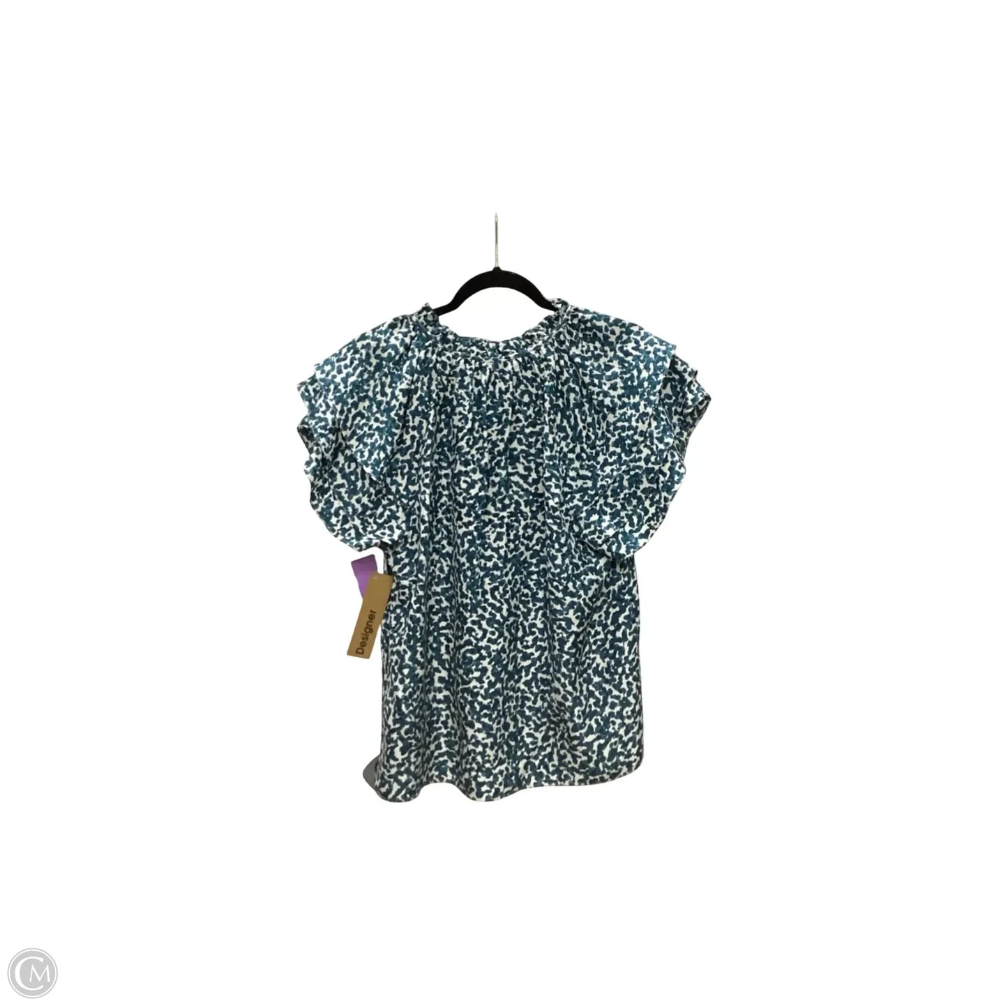 Designer Blouse Short Sleeve By Marie Oliver In Blue, Size: M
