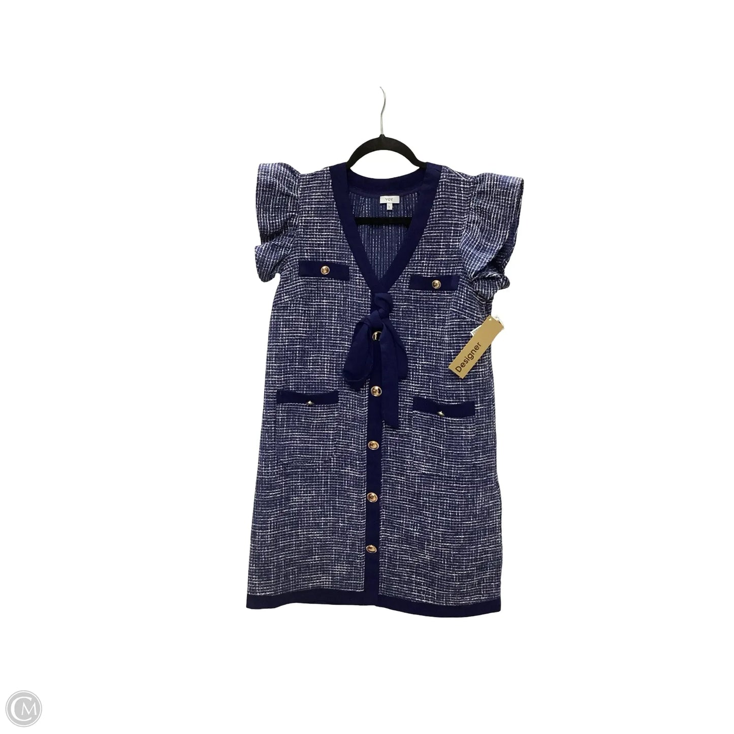 Designer Dress Casual Short By Voy In Blue, Size: S