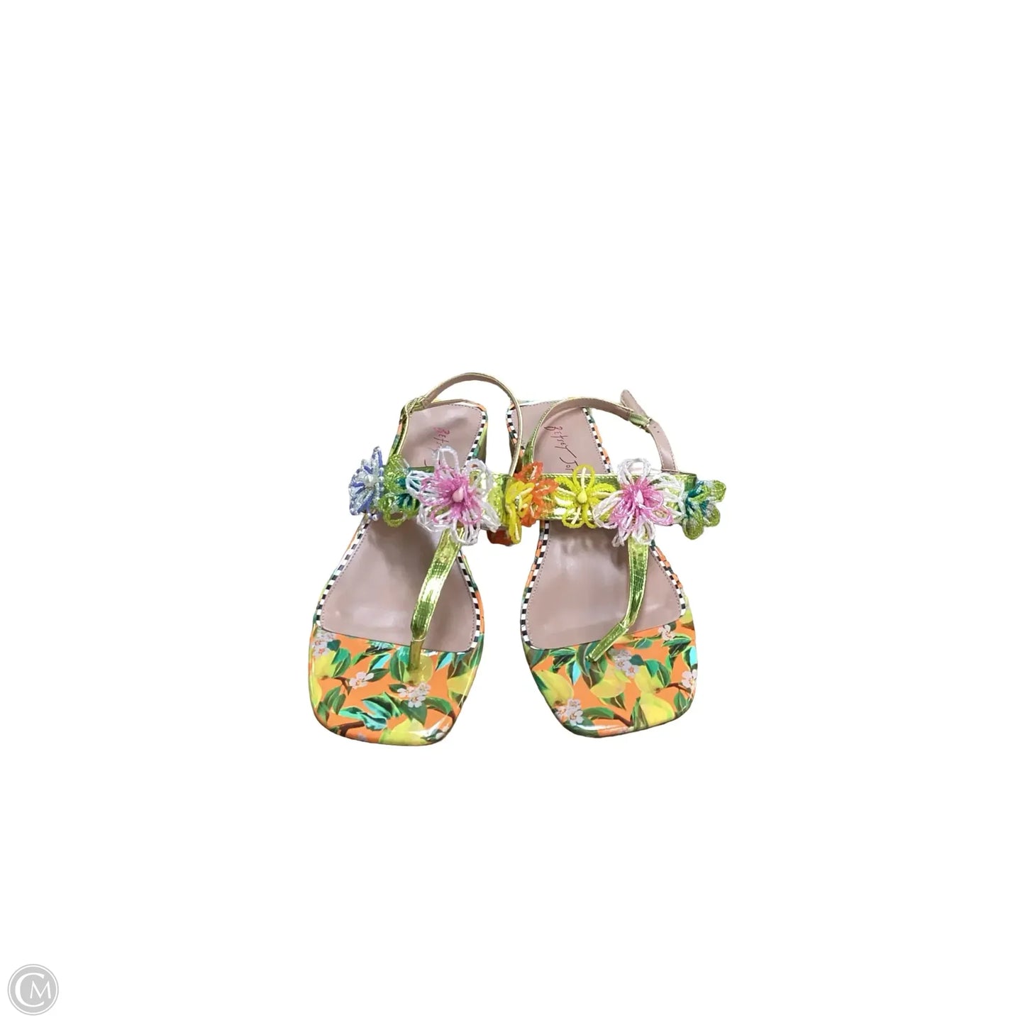 Sandals Heels Block By Betsey Johnson In Floral Print, Size: 9