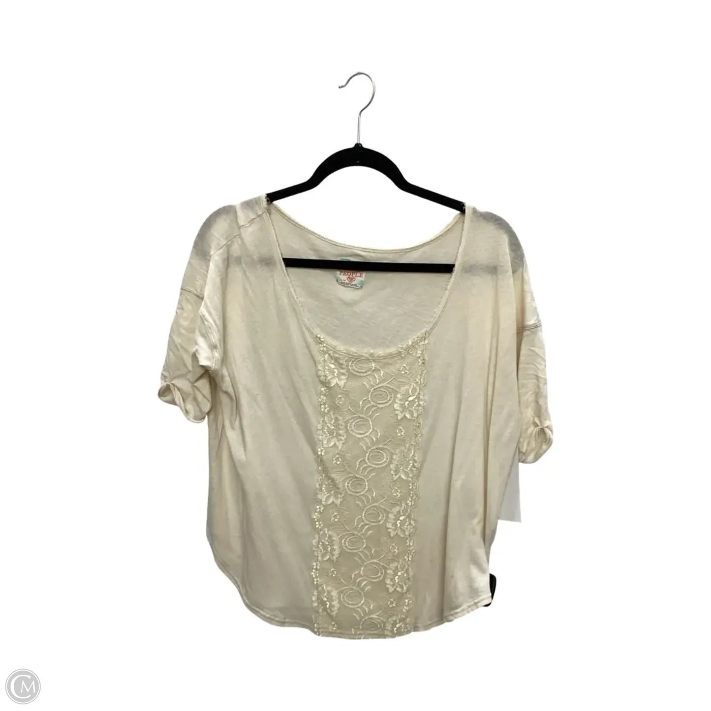 Blouse Short Sleeve By Free People In Cream, Size: Xs