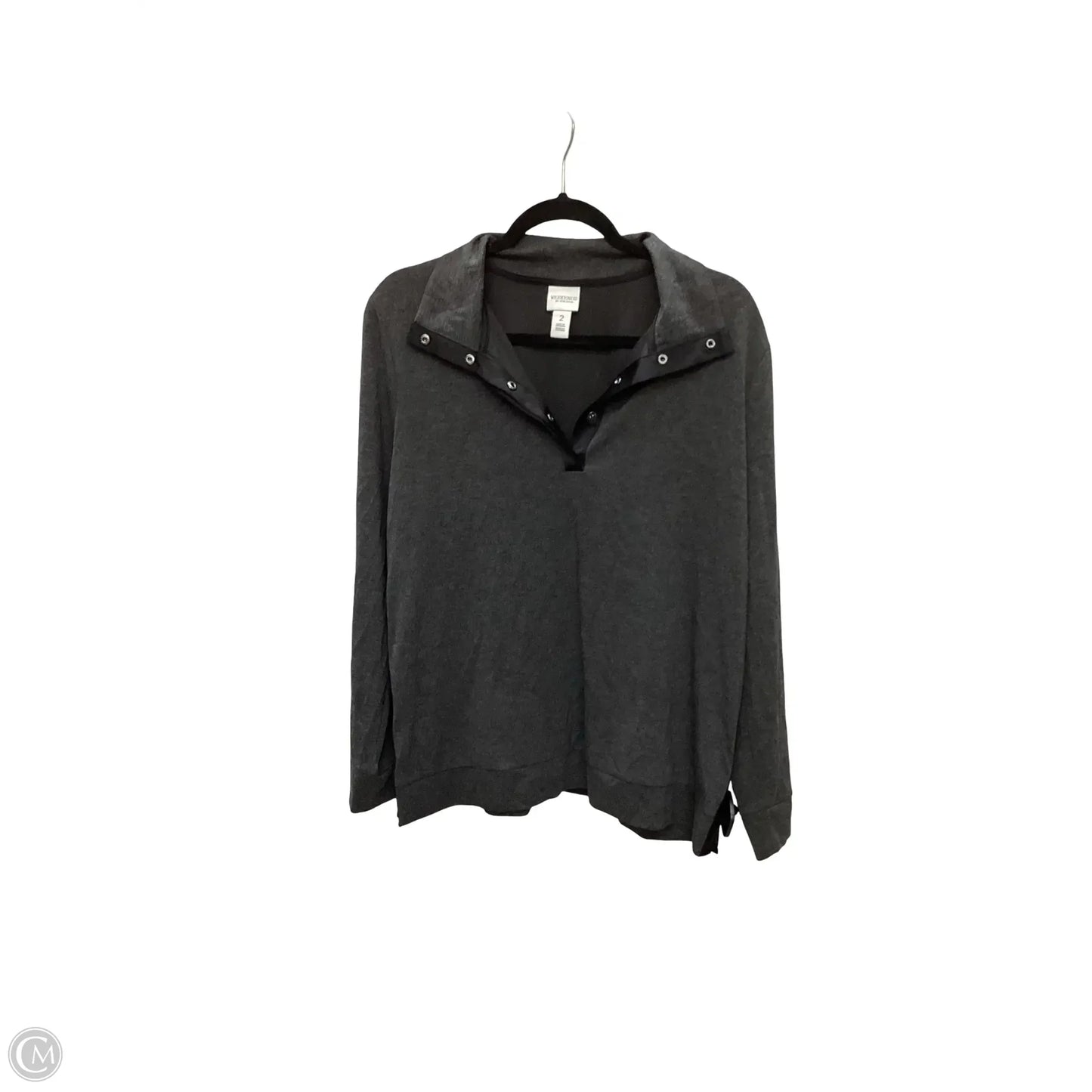 Jacket Shirt By Chicos In Grey, Size: L