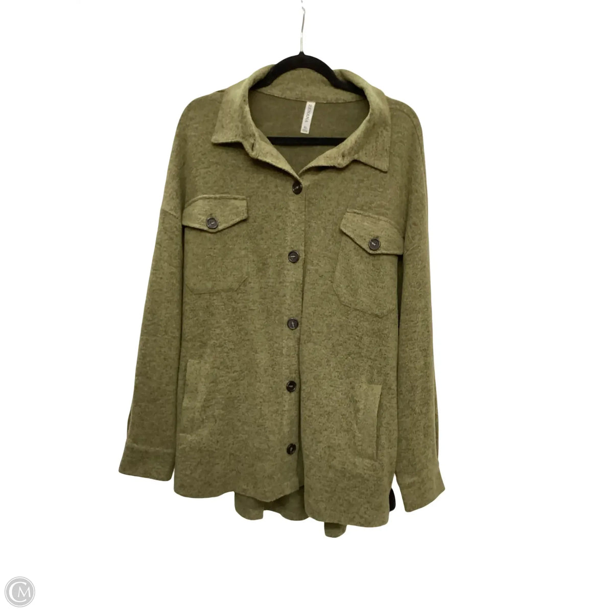 Jacket Shirt By Zenana In Grey, Size: Xl