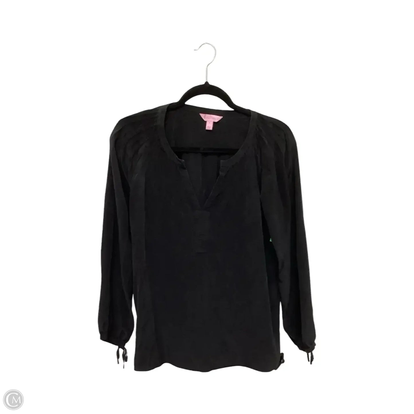 Blouse LS Designer By Lilly Pulitzer In Black, Size: S