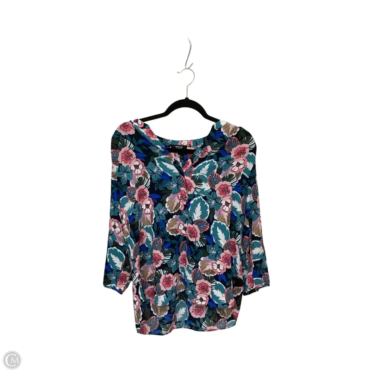 Designer Blouse 3/4 Sleeve By Curves 360 In Floral Print, Size: S