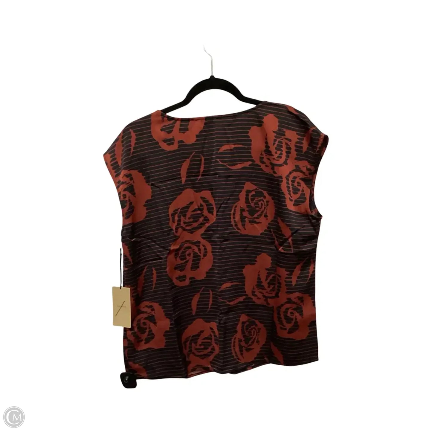 Designer Blouse Short Sleeve By Halogen In Black & Red, Size: M