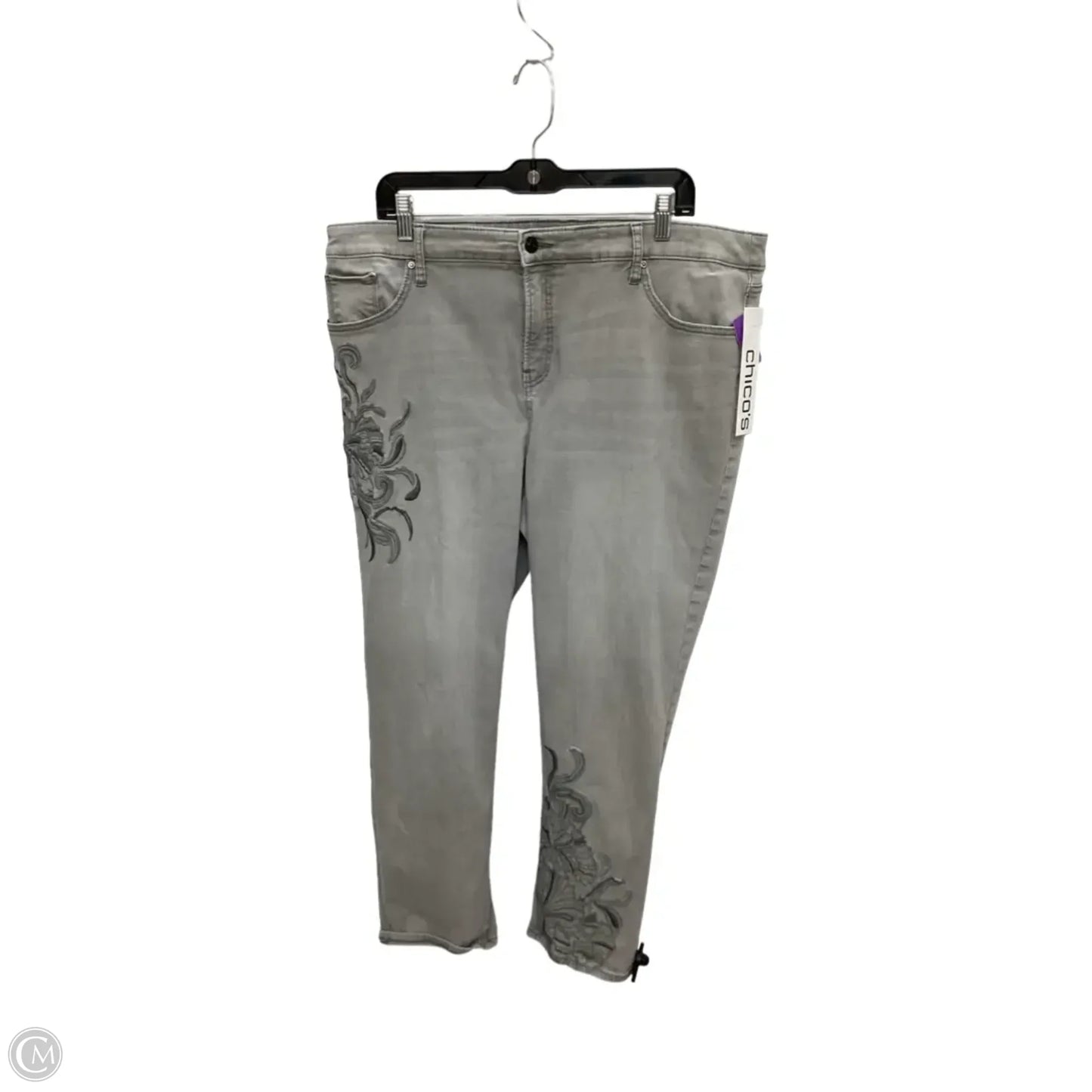 Jeans Straight By Chicos In Grey Denim, Size: Xl
