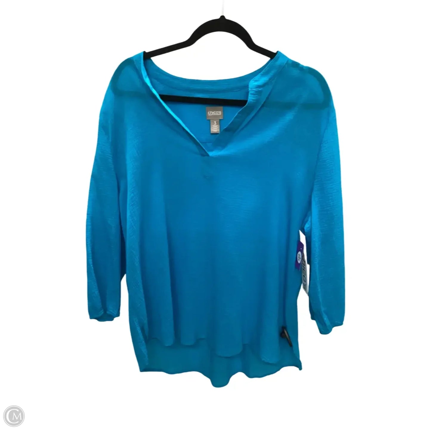 Blouse Long Sleeve By Chicos In Blue, Size: Xl
