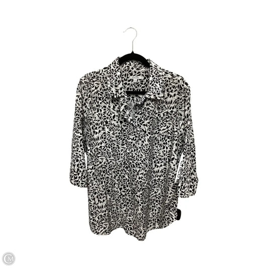 Blouse Long Sleeve By Chicos In Black & White, Size: Xl