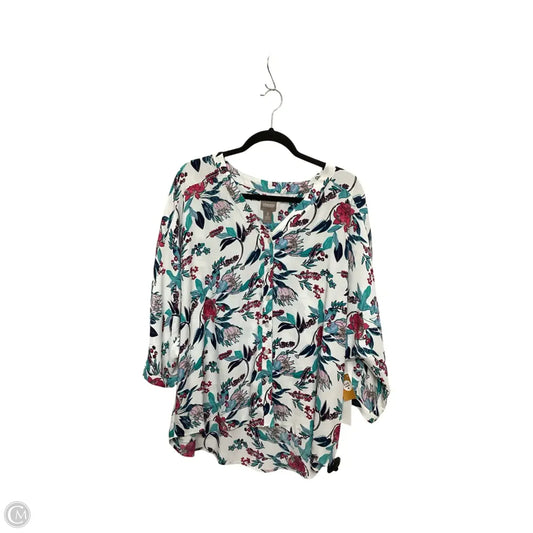 Blouse 3/4 Sleeve By Chicos In Multi-colored, Size: Xl