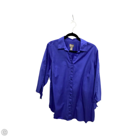 Blouse Long Sleeve By Chicos In Blue, Size: Xl