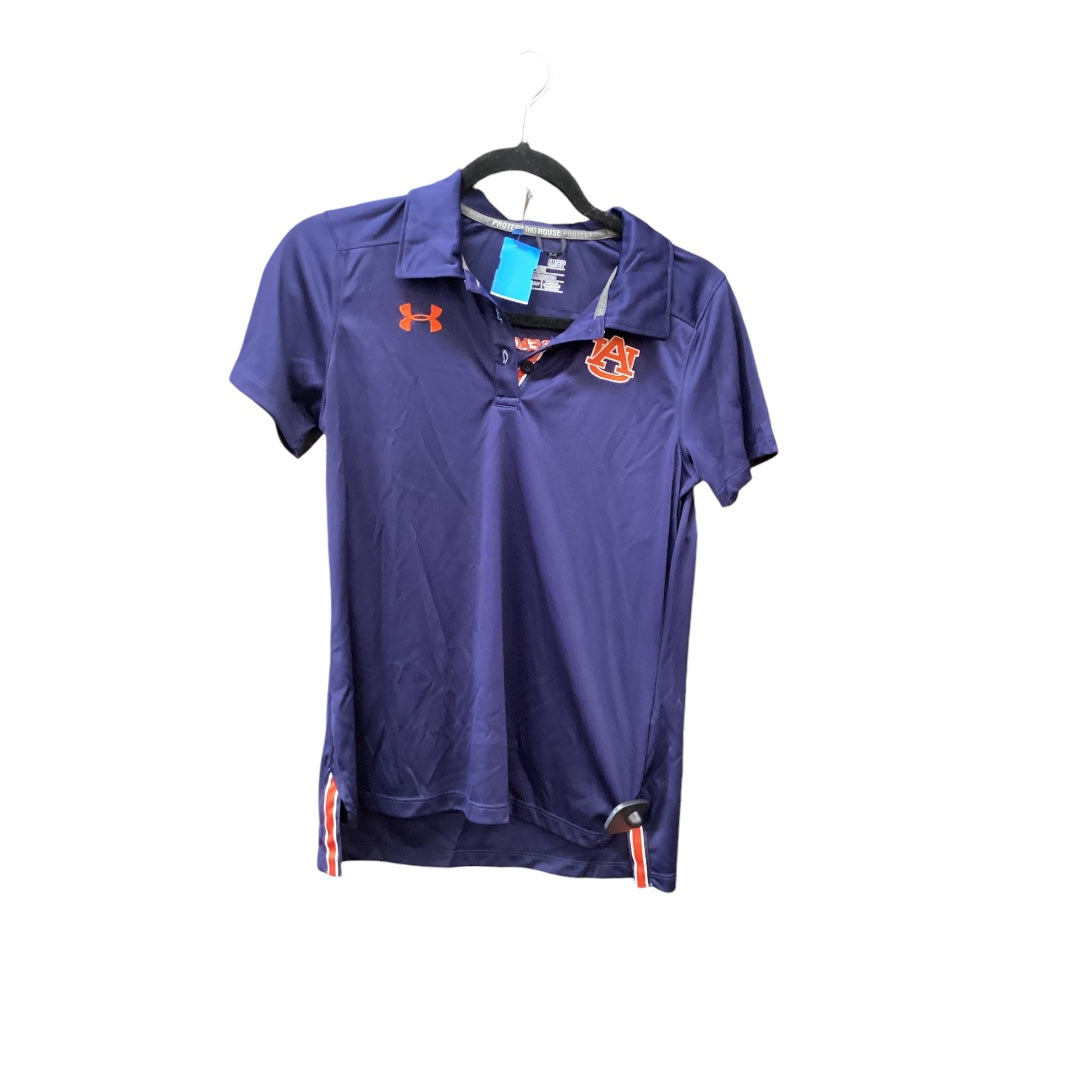 Athletic Top Short Sleeve By Under Armour In Blue & Orange, Size: S