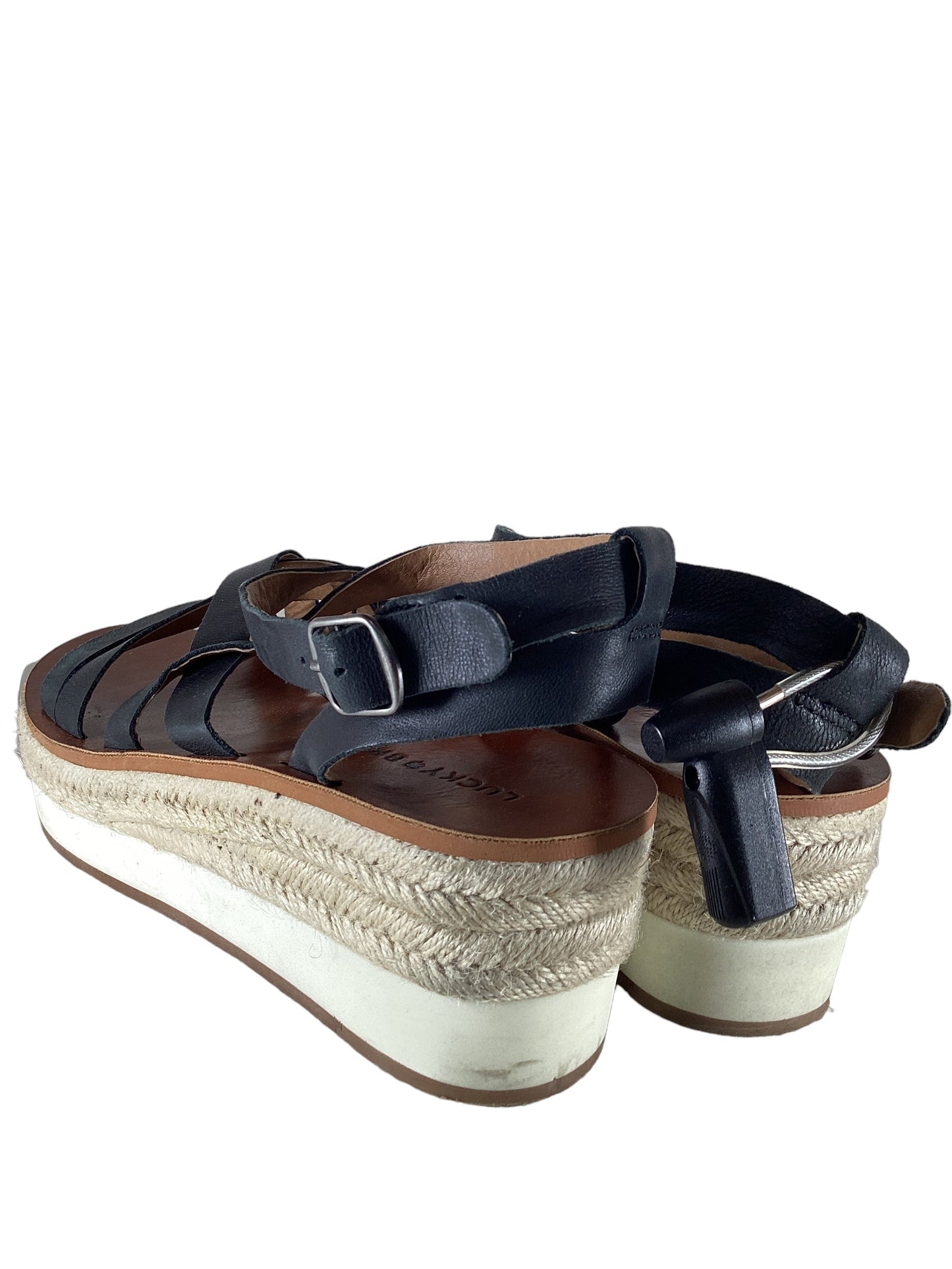 Black Sandals Heels Wedge Lucky Brand, Size 6