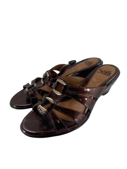 Sandals Heels Wedge By Sofft In Brown, Size: 8