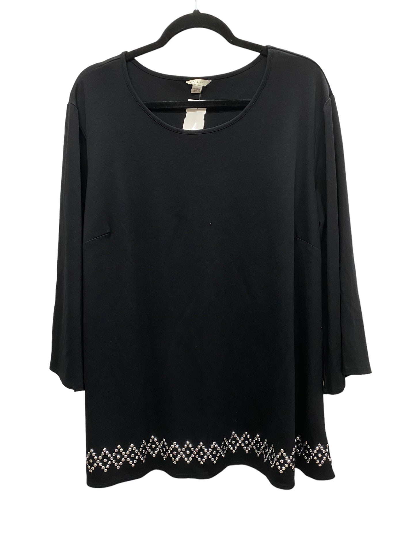 Top Long Sleeve By Cato In Black, Size: 1x