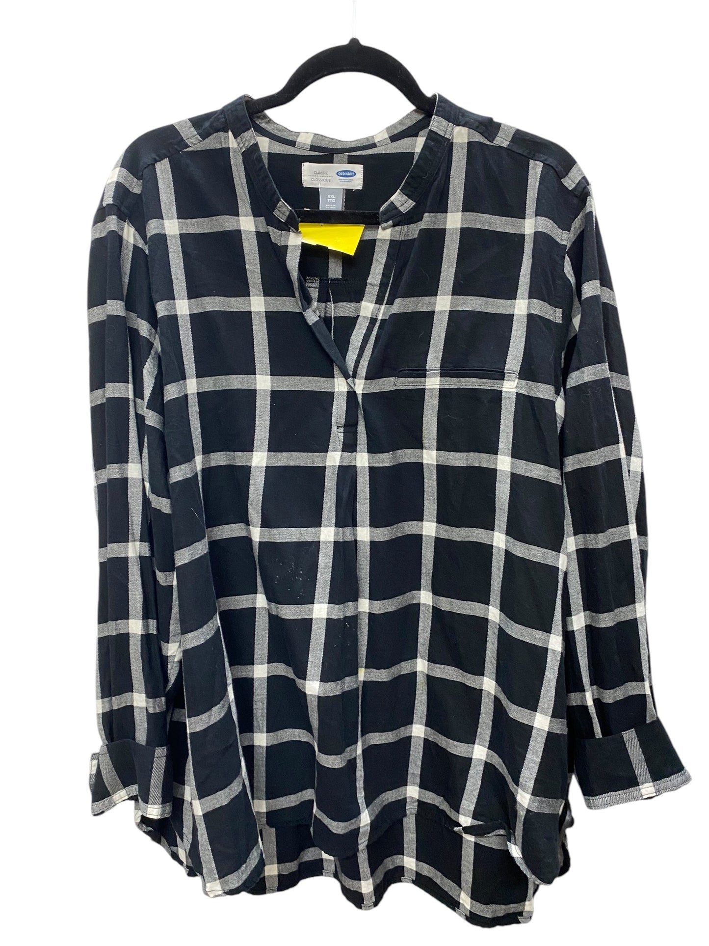 Top Long Sleeve Basic By Old Navy In Plaid Pattern, Size: Xxl