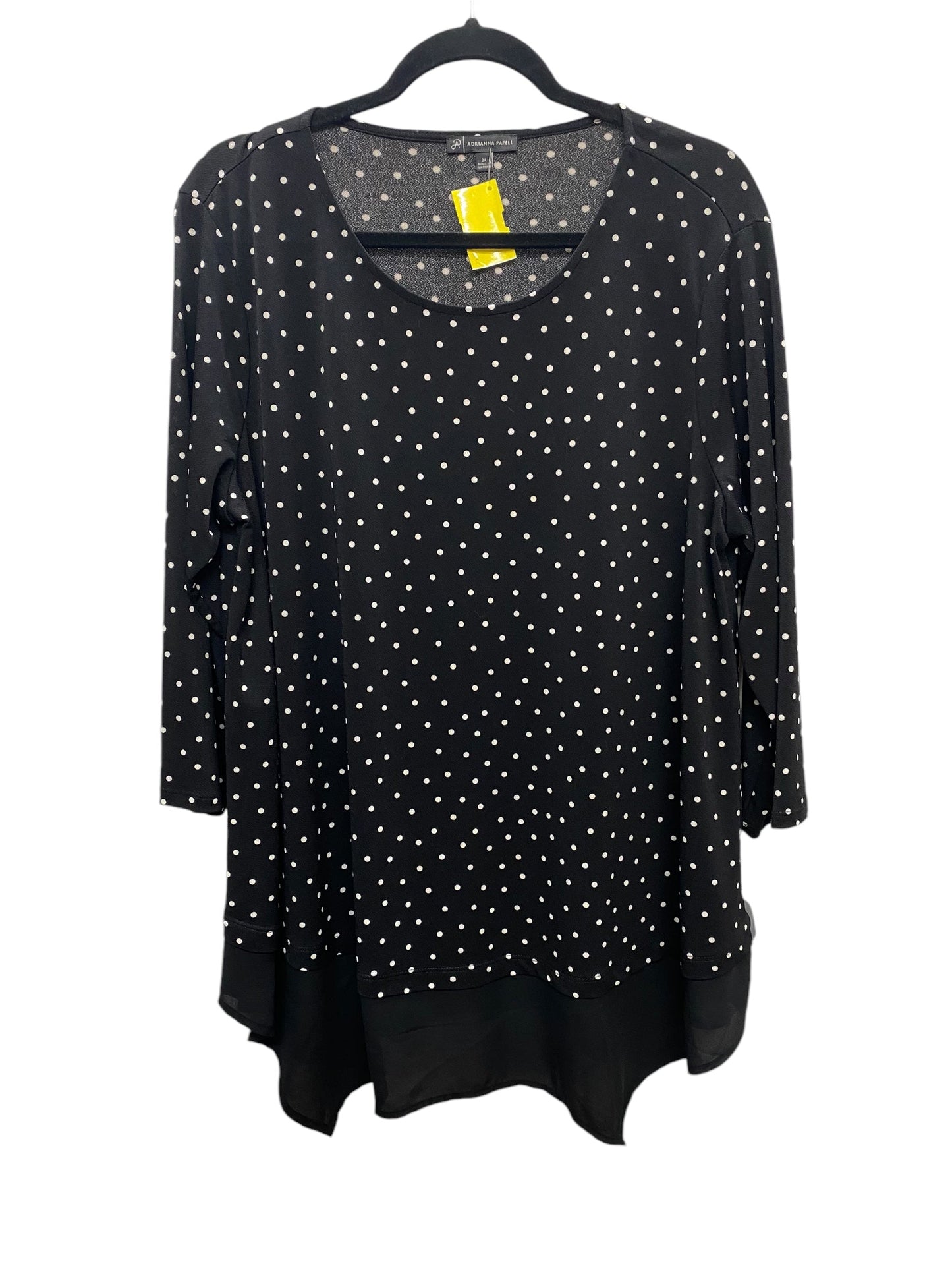 Top Long Sleeve By Adrianna Papell In Polkadot Pattern, Size: 2x