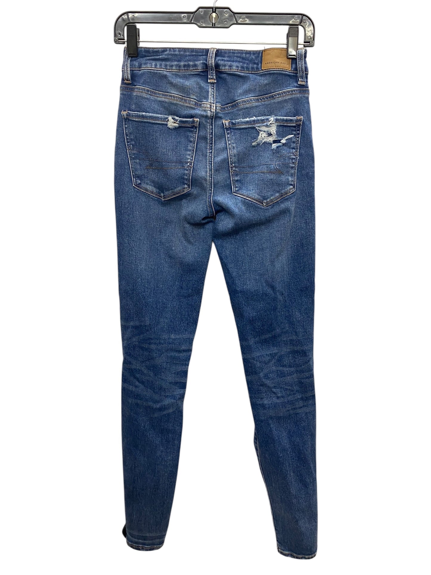 Jeans Skinny By American Eagle In Blue Denim, Size: 2