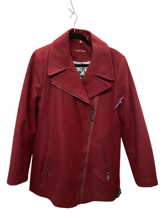 Coat Peacoat By Calvin Klein In Red, Size: L