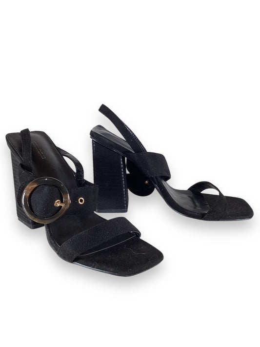 Sandals Heels Block By Pretty Little Thing In Black, Size: 6