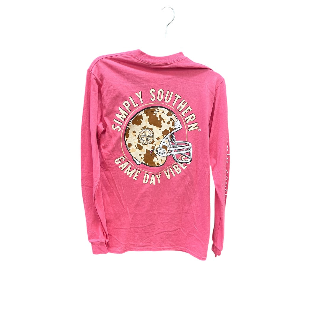 Top Long Sleeve Basic By Simply Southern In Pink, Size: S