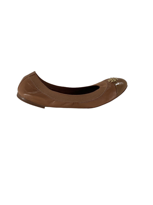 Brown Shoes Flats Tory Burch, Size 8