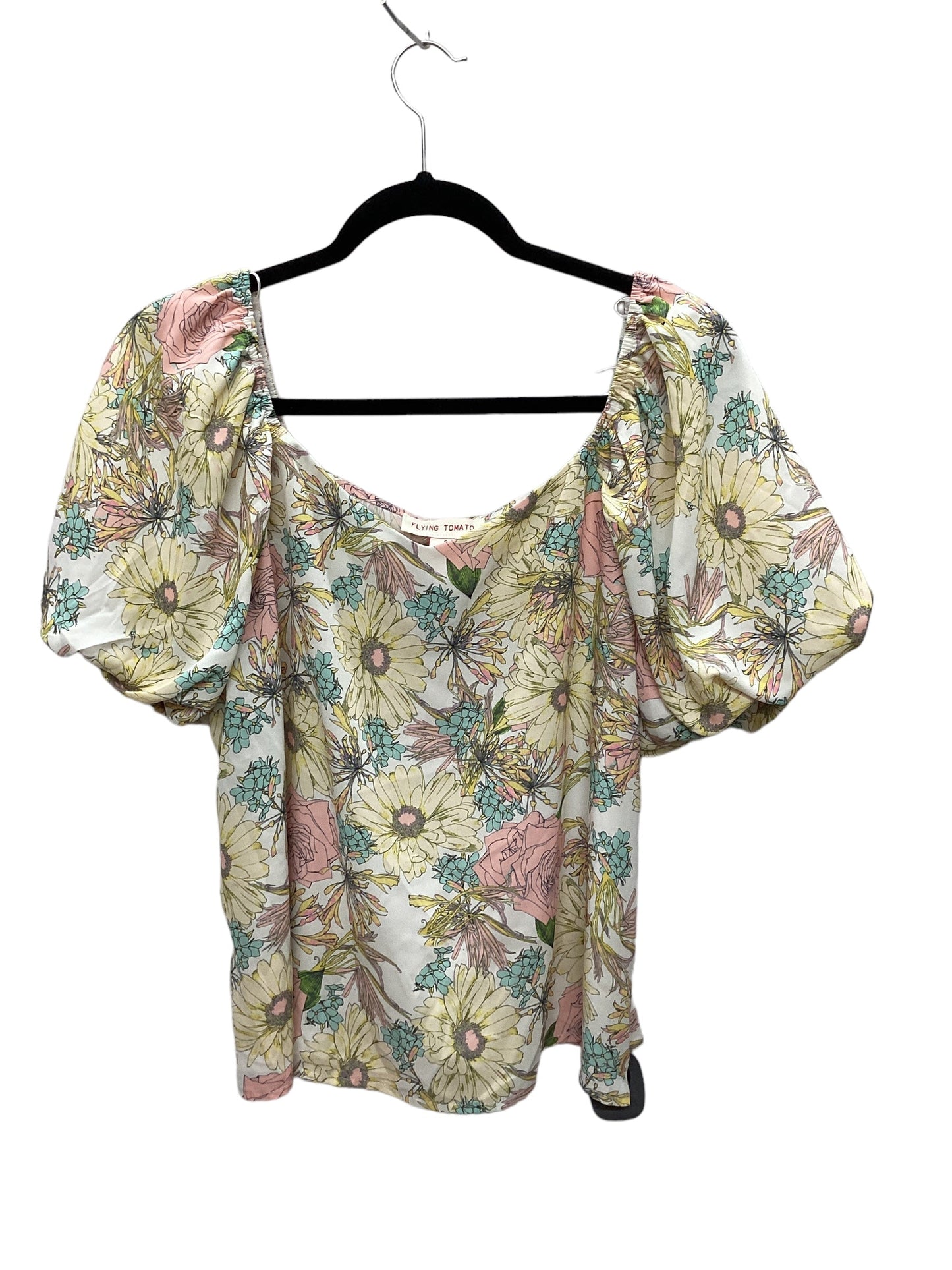 Floral Print Top Short Sleeve Flying Tomato, Size S