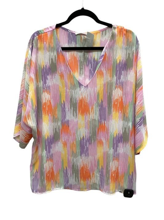 Multi-colored Top Short Sleeve Clothes Mentor, Size M