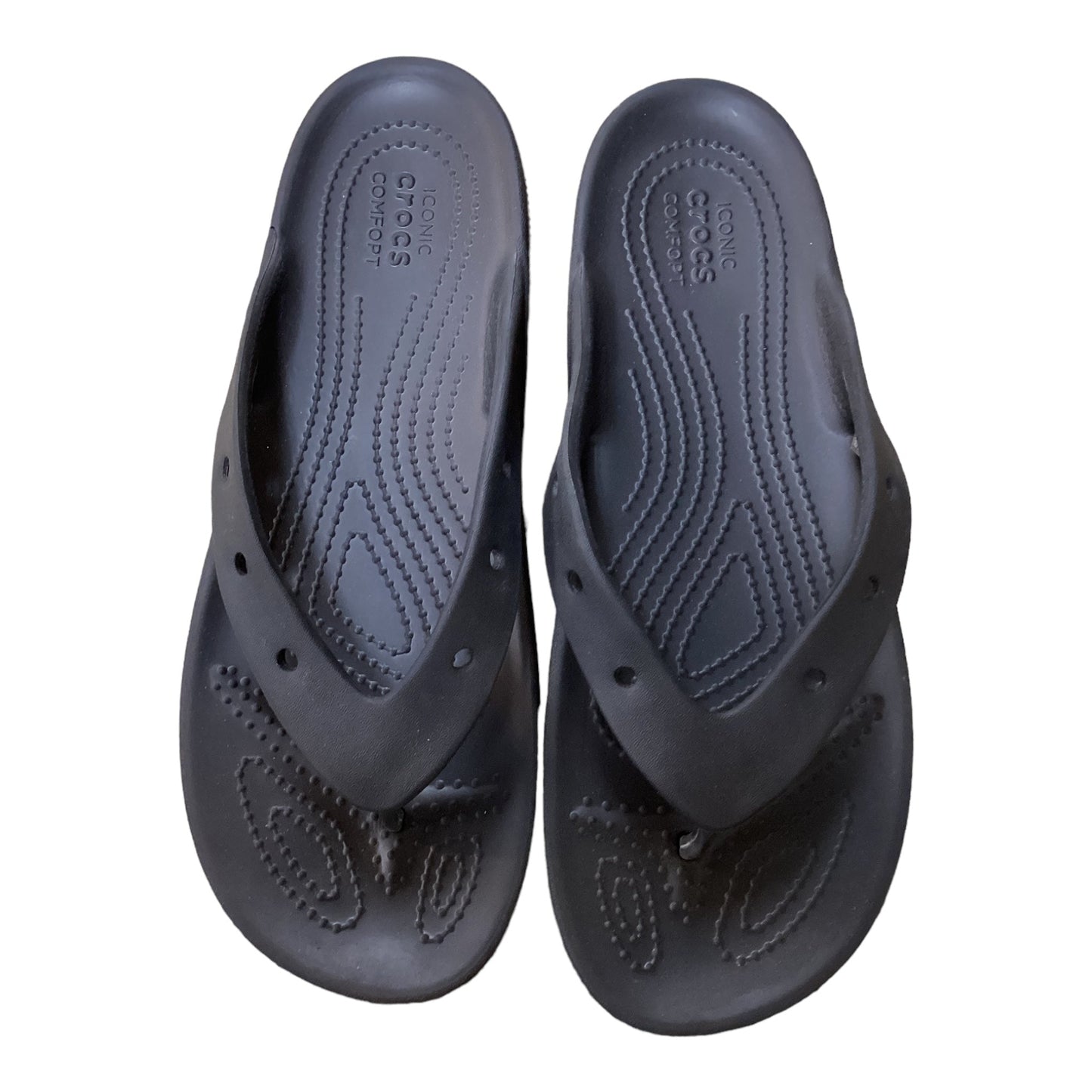 Black Sandals Flats Crocs, Size 10