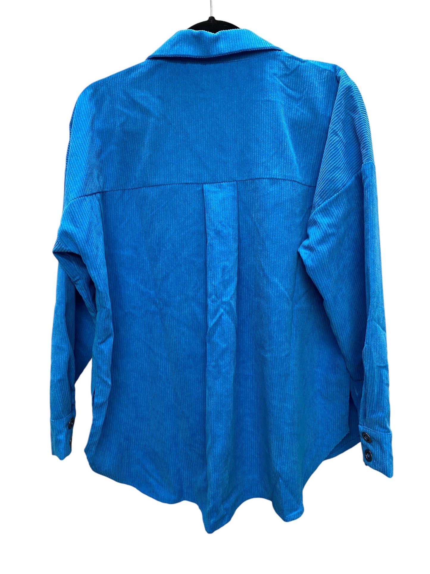 Jacket Shirt By Zenana Outfitters In Blue, Size: S