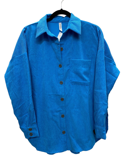 Jacket Shirt By Zenana Outfitters In Blue, Size: S