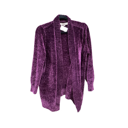 Sweater Cardigan By Loft In Purple, Size: Xl