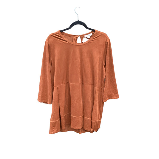 Top Long Sleeve By Simply Noelle In Brown, Size: L