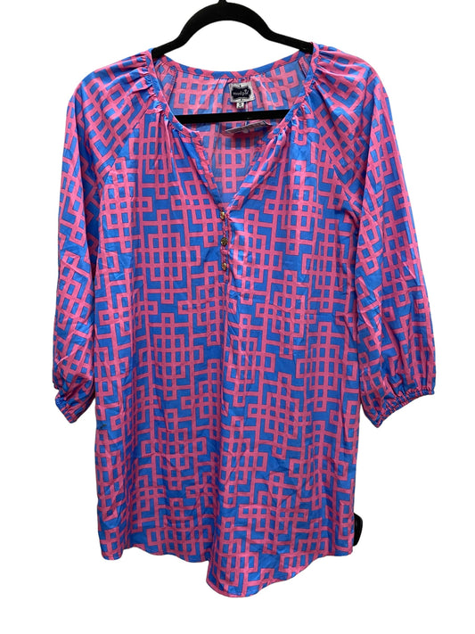 Tunic Long Sleeve By Mudpie In Blue & Pink, Size: S