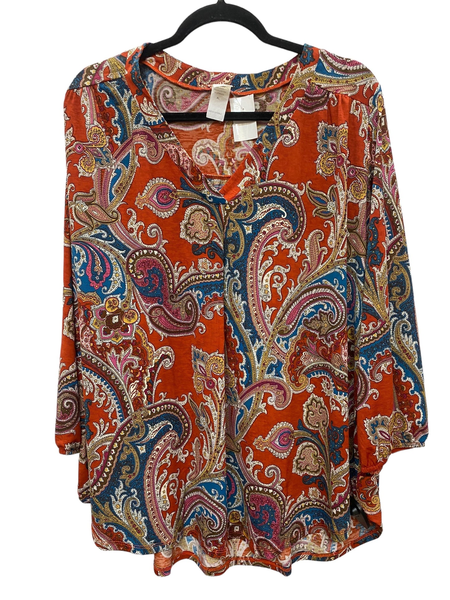 Top Long Sleeve By Sew In Love In Paisley Print, Size: Xl