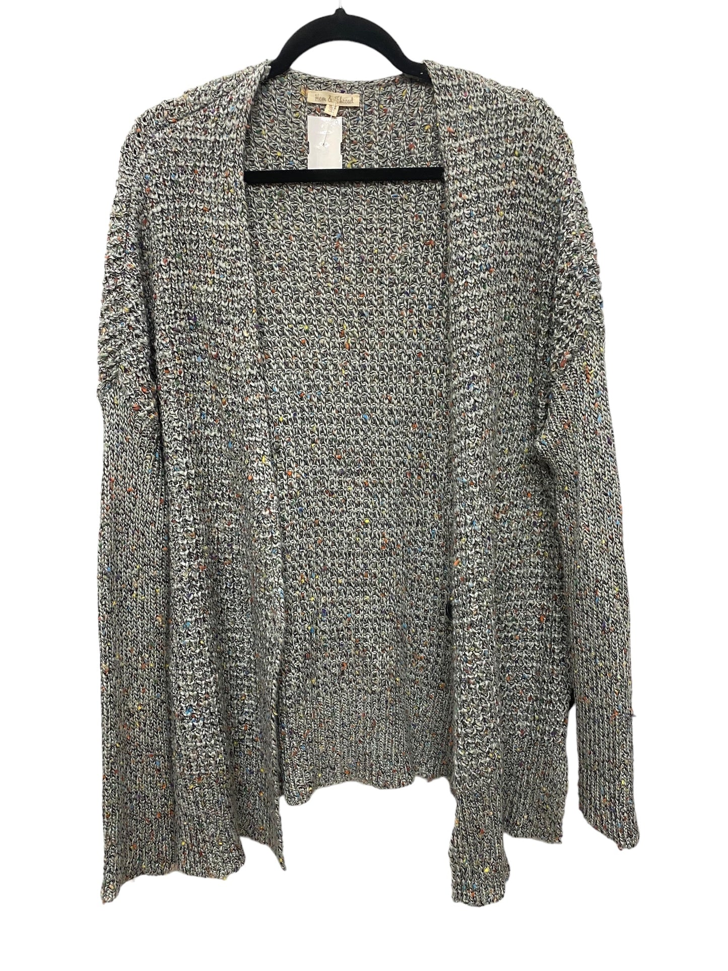 Sweater Cardigan By Hem & Thread In Grey, Size: M