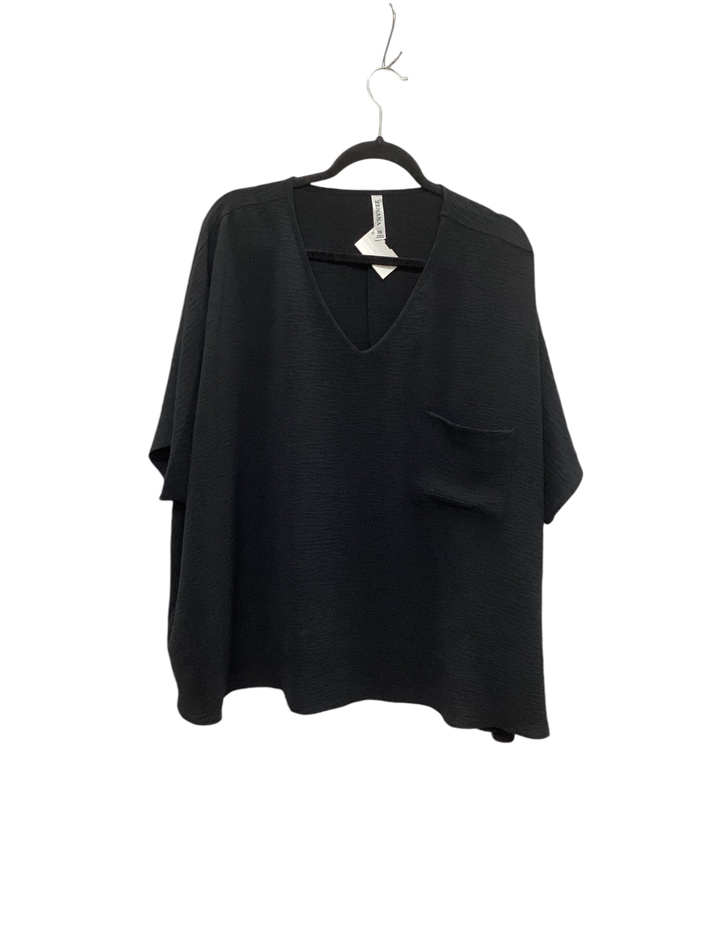 Top Short Sleeve Basic By Zenana Outfitters In Black, Size: 3x