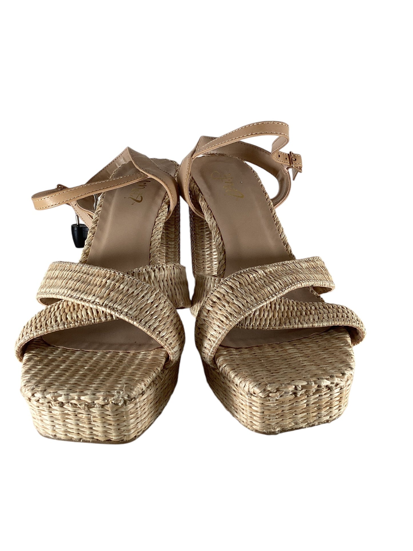 Sandals Heels Block By Clothes Mentor In Tan, Size: 8