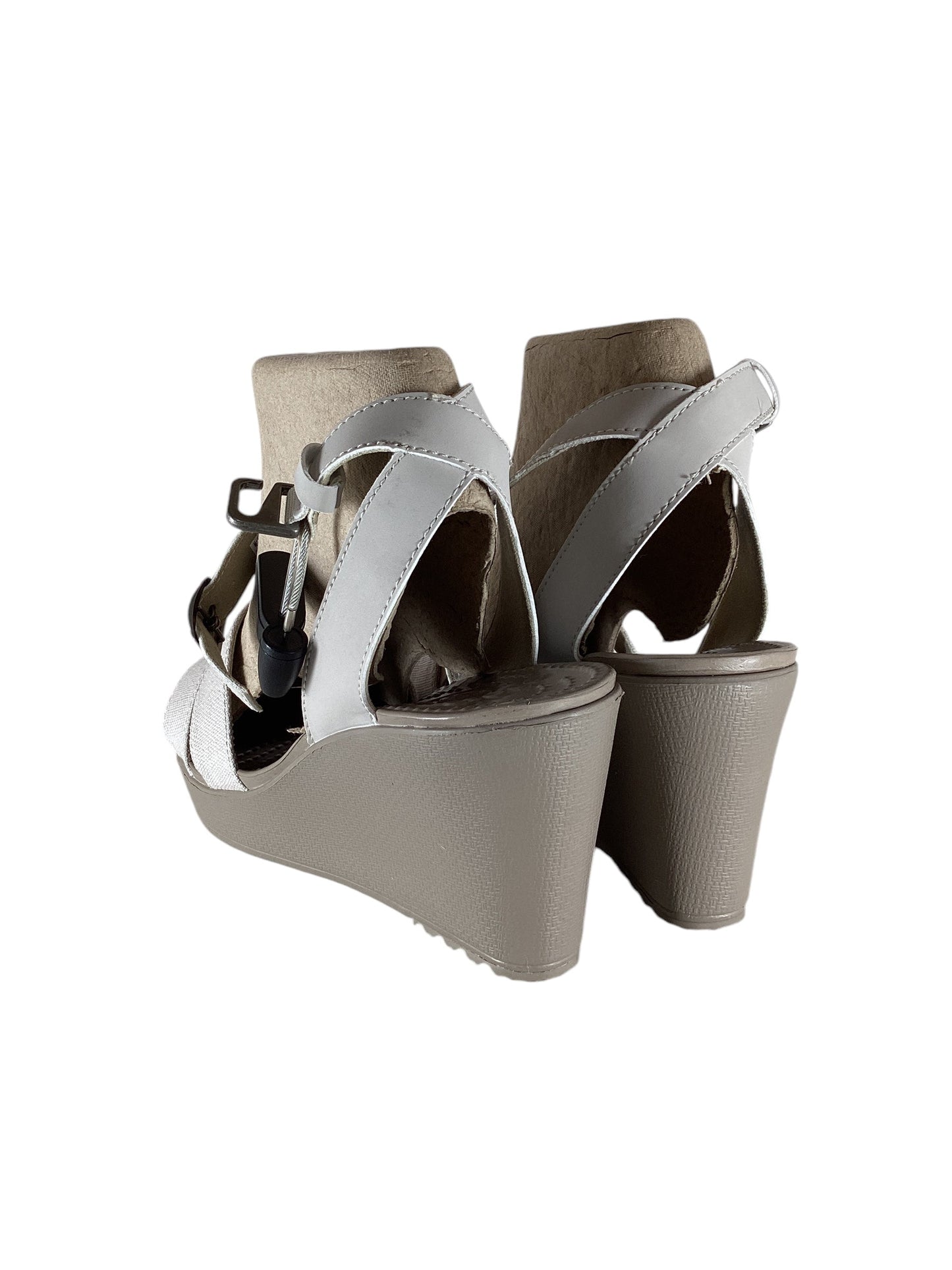 Sandals Heels Wedge By Crocs In Beige, Size: 8