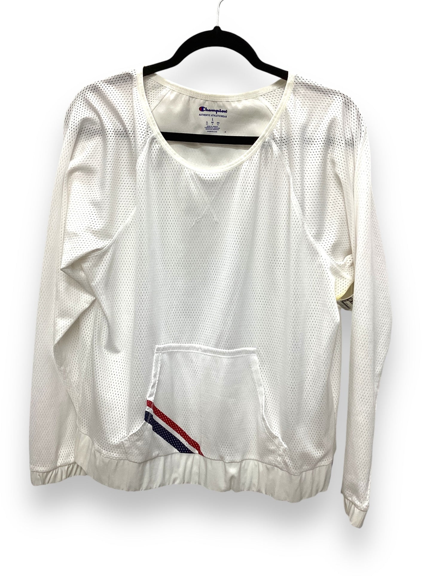 Athletic Top Long Sleeve Crewneck By Champion In White, Size: L