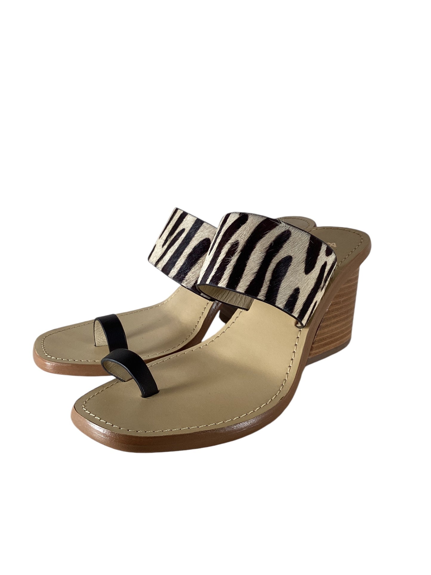 Sandals Heels Block By Clothes Mentor In Animal Print, Size: 8.5