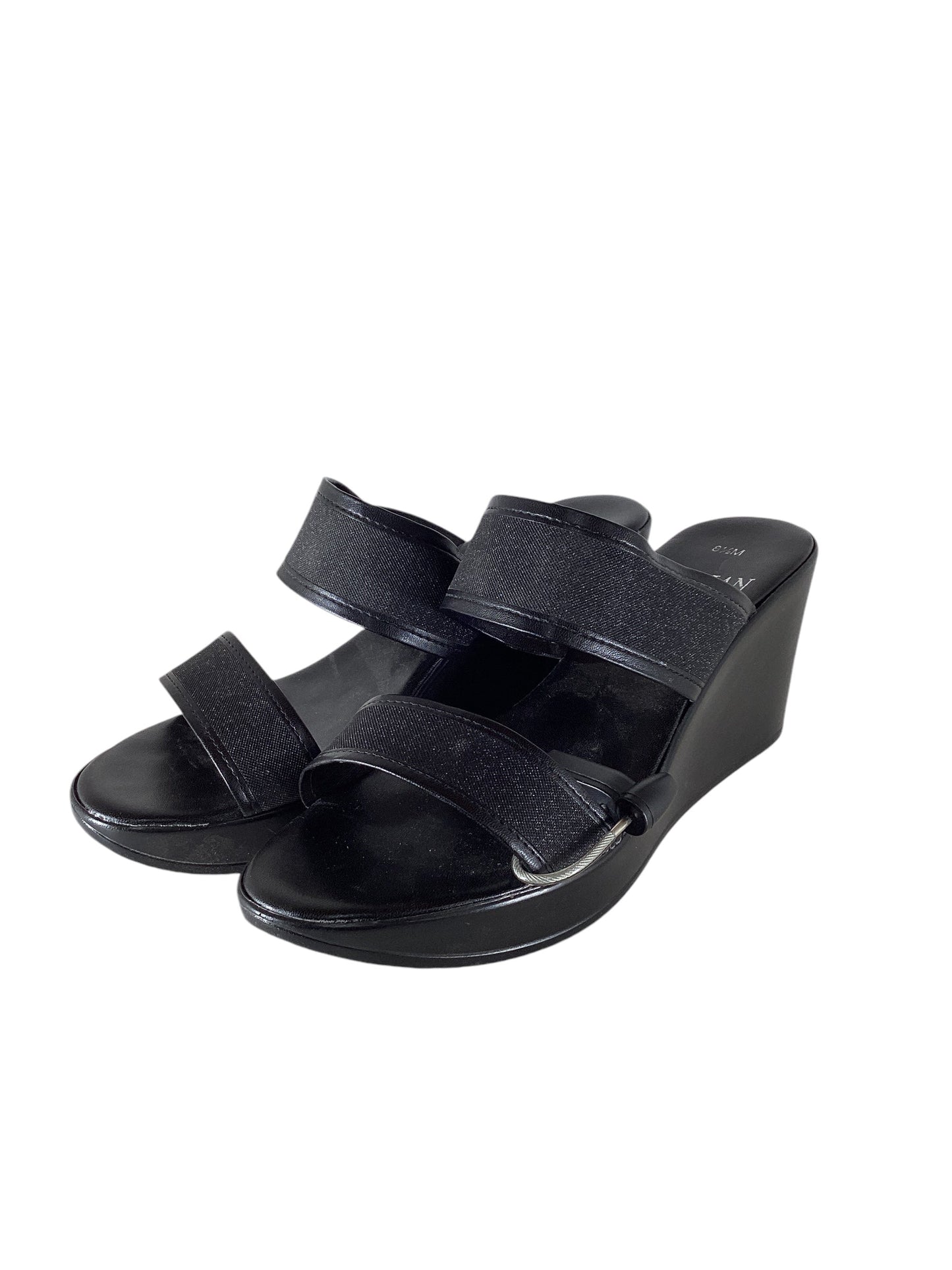 Sandals Heels Wedge By Italian Shoemakers In Black, Size: 8.5