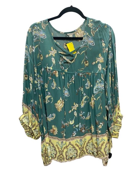 Top Long Sleeve By Cato In Green, Size: 2x