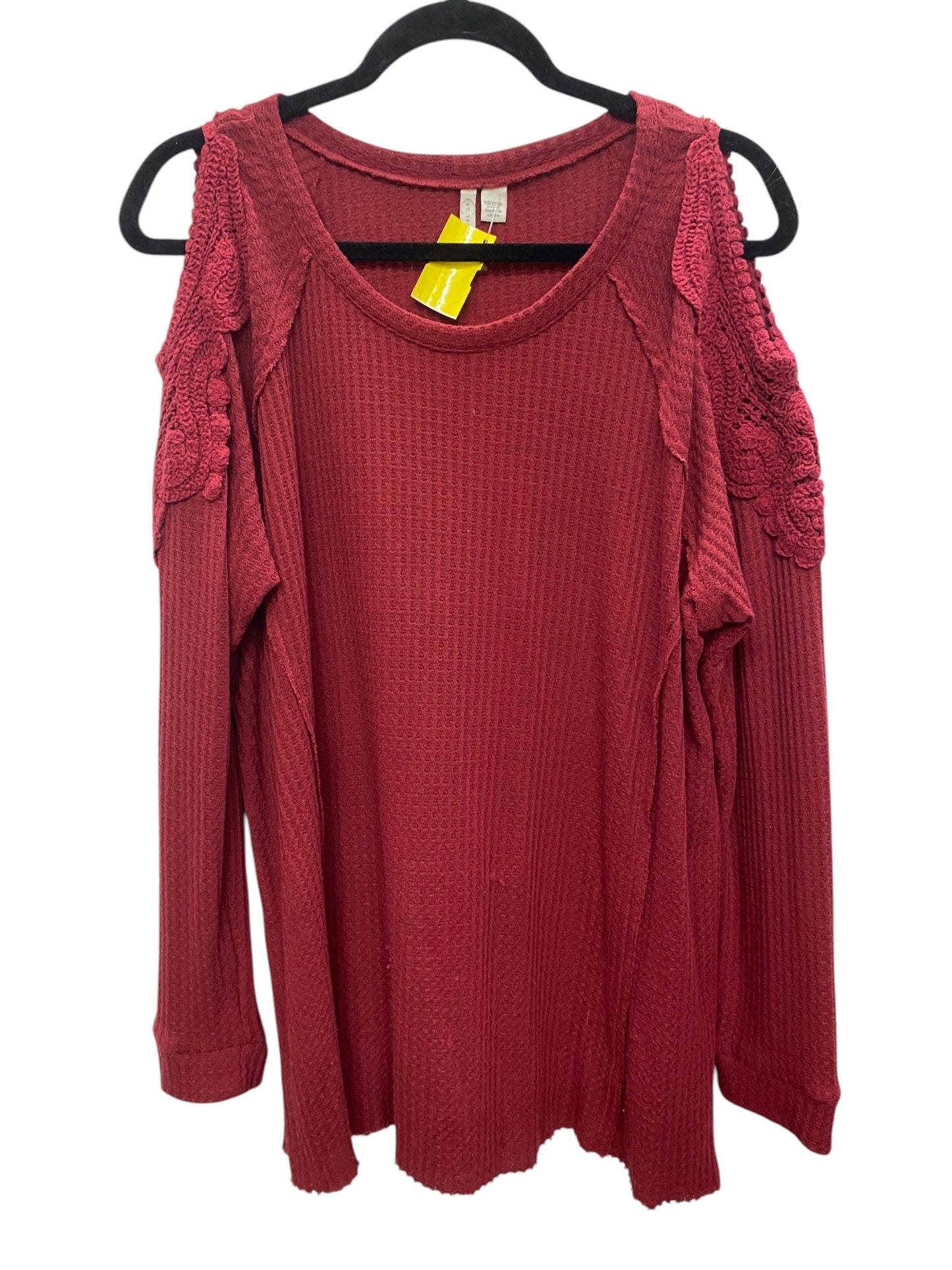 Top Long Sleeve By Cato In Red, Size: 1x