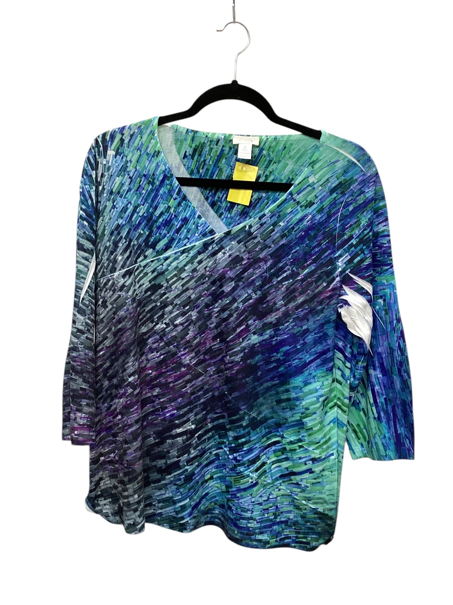 Top Long Sleeve By Chicos In Multi-colored, Size: L