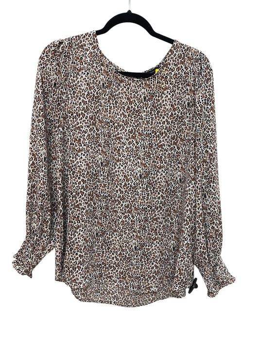 Top Long Sleeve By Adrianna Papell In Animal Print, Size: L